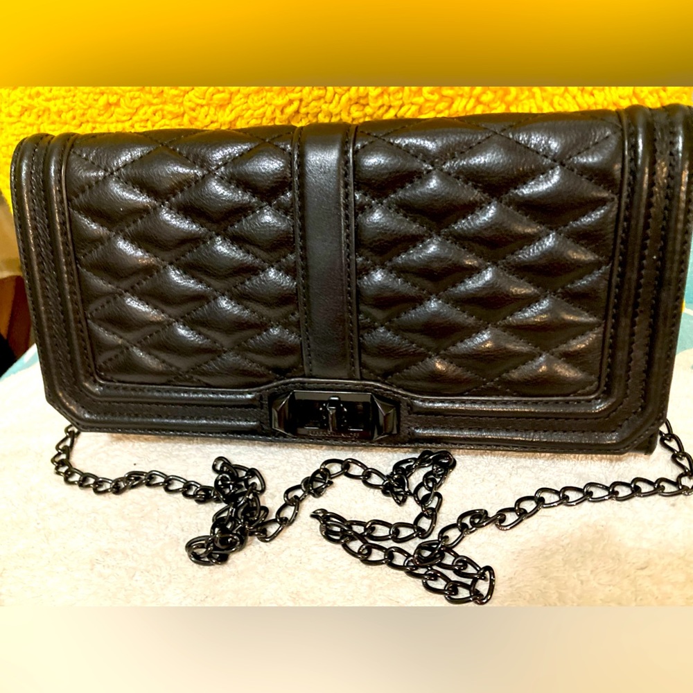 EUC - Rebecca Minkoff leather quilted crossbody purse with black/gold dust bag - Picture 1 of 16